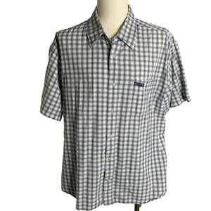 Vintage Y2K Tommy Jeans Button Up Shirt XL White Checkered Short Sleeve Pocket